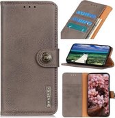 Voor OPPO A55 5G / A53s 5G KHAZNEH koeienhuid textuur horizontale flip lederen tas met houder & kaartsleuven & portemonnee (kaki)