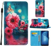 Voor Motorola Moto E7 Power Cross Textuur Schilderen Patroon Horizontale Flip Leren Case met Houder & Kaartsleuven & Portemonnee & Lanyard (Chrysanthemum)
