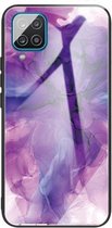 Voor Samsung Galaxy F62 / M62 Abstract Marble Pattern Glass beschermhoes (abstract paars)