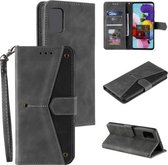 Voor Samsung Galaxy A52 Stiksels Kalf Textuur Horizontale Flip Lederen Case met Houder & Kaartsleuven & Portemonnee (Grijs)