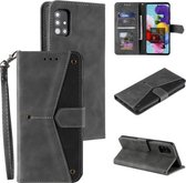 Voor Samsung Galaxy A02s Stiksels Kalf Textuur Horizontale Flip Lederen Case met Houder & Kaartsleuven & Portemonnee (Grijs)