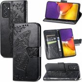 Voor Samsung Galaxy A82 5G Vlinder Liefde Bloem Reliëf Horizontale Flip Lederen Case met Beugel / Kaartsleuf / Portemonnee / Lanyard (Zwart)