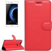 Voor Huawei Honor V8 Litchi Texture Horizontale Flip Leren Case met Magnetische Gesp & Houder & Kaartsleuven & Portemonnee (Rood)