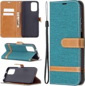 Voor Xiaomi Redmi Note 10 4G / Note 10S Kleuraanpassing Denim Textuur Horizontale Flip Leren Case met Houder & Kaartsleuven & Portemonnee & Lanyard (Groen)