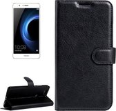 Voor Huawei Honor V8 Litchi Texture Horizontale Flip Leren Case met Magnetische Gesp & Houder & Kaartsleuven & Portemonnee (Zwart)