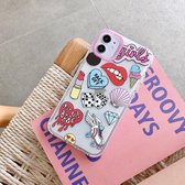 Dubbele kleur TPU-patroon beschermhoes voor iPhone 12 Pro Max (Lipstick Ice Cream)