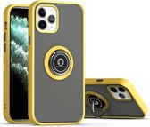 Q Shadow 1 Generation-serie TPU + pc-beschermhoes met 360 graden roterende ringhouder voor iPhone 12/12 Pro (geel + zwart)