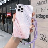 Gemarmerde IMD schokbestendige TPU beschermhoes met lanyard voor iPhone 11 (roze grijs)