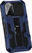 Voor Geschikt voor Xiaomi Redmi K40 / K40 Pro Vanguard Warrior All-inclusive Dubbelkleurig schokbestendig TPU + pc-beschermhoes met houder (blauw)