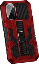 Voor Xiaomi Redmi K40 Pro + Vanguard Warrior All-inclusive Dubbelkleurig schokbestendig TPU + pc-beschermhoes met houder (rood)