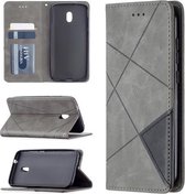 Voor Nokia C1 Plus Rhombus Texture Horizontale Flip Magnetische Leren Case met Houder & Kaartsleuven (Grijs)