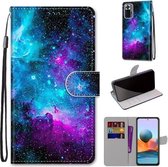 Voor Geschikt voor Xiaomi Redmi Note 10 Pro Max / Note 10 Pro Gekleurde tekening Cross Texture Horizontale Flip PU lederen hoes met houder & kaartsleuven & portemonnee & lanyard (p