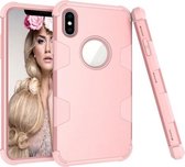 Contrastkleur siliconen + pc schokbestendig hoesje voor iPhone XS Max (roségoud)