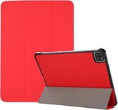 3-vouwen Skin Texture Horizontale Flip TPU + PU lederen tas met houder voor iPad Pro 11 2021 (rood)