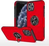 PC + TPU schokbestendige magnetische beschermhoes met onzichtbare ringhouder voor iPhone 11 Pro Max (rood)
