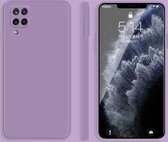 Voor Samsung Galaxy A42 5G effen kleur imitatie vloeibare siliconen rechte rand valbestendige volledige dekking beschermhoes (paars)