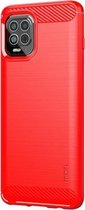 Voor Motorola Moto Edge S MOFI Gentleness Series Brushed Texture Carbon Fiber Soft TPU Case (Rood)