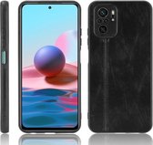 Voor Xiaomi Redmi Note 10 4G / Note 10S Schokbestendig Naaien Koe Patroon Huid PC + PU + TPU Case (Zwart)