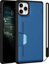 Armor schokbestendig TPU + pc-hardcase met kaartsleufhouder Funtion voor iPhone 11 Pro (zwartblauw)