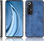 Voor Xiaomi Mi 10S Schokbestendig Naaien Koe Patroon Huid PC + PU + TPU Case (Blauw)