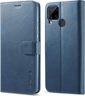Voor OPPO Realme C15 / C12 / C25 LC.IMEEKE Kalfsstructuur Horizontale flip lederen tas, met houder & kaartsleuven en portemonnee (blauw)