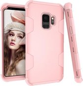 Voor Samsung Galaxy S9 contrasterende kleur siliconen + pc schokbestendig hoesje (roségoud)