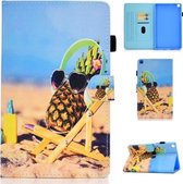 Voor Samsung Galaxy Tab A7 Lite 8.7 inch (2021) SM-T220 / T225 Gekleurde Tekening Stiksels Horizontale Flip Leren Case, met Houder & Kaartsleuven (Ananas)