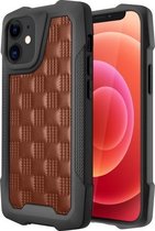 3D reliëf PU + PC + TPU skidproof schokbestendig hoesje voor iPhone 12 mini (bruin)