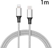 PD 18W USB-C / Type-C naar 8-pins nylon gevlochten datakabel is geschikt voor iPhone-serie / iPad-serie, Lengte: 1 m (zilver)