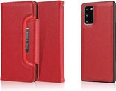 Voor Samsung Galaxy S20 FE Litchi Texture Horizontale Flip Buckle Afneembare Magnetische PU Leather Case met Kaartsleuven & Portemonnee & Fotolijst (Rood)