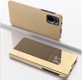 Voor Geschikt voor Xiaomi Redmi Note 10 5G vergulde spiegel horizontale flip lederen tas met houder (goud)