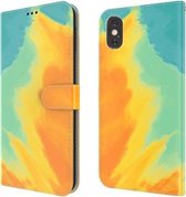 Aquarel patroon horizontale flip lederen tas met houder & kaartsleuf & portemonnee voor iPhone XS Max (herfstbladkleur)