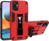 Voor Xiaomi Redmi Note 10 Pro 2 in 1 PC + TPU schokbestendige beschermhoes met onzichtbare houder (rood)