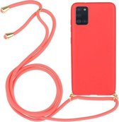 Voor Samsung Galaxy A31 Tarwestro-materiaal + TPU-beschermhoes met draagkoord (rood)