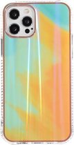 IMD Rendering Watercolor Aurora Pattern Shockproof TPU + PC beschermhoes voor iPhone 12 Pro Max (Autumn Leaves Yellow)