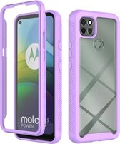 Motorola Moto G9 Power (2021) Starry Sky Solid Color-serie Schokbestendige pc + TPU-hoes met PET-folie (lichtpaars)