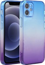 Rechte rand kleurverloop TPU beschermhoes voor iPhone 12 mini (blauw paars)