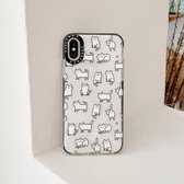 Dubbelkleurig TPU-patroon beschermhoes voor iPhone XR (witte katten)