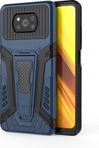 Voor Xiaomi Poco X3 War Chariot Series Armor All-inclusive schokbestendige pc + TPU beschermhoes met onzichtbare houder (blauw)