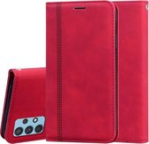 Voor Samsung Galaxy A32 4G Frosted Business Magnetische horizontale Flip PU lederen tas met houder & kaartsleuf & lanyard (rood)