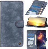 Voor Samsung Galaxy S21 FE Antilope Textuur Magnetische Gesp Horizontale Flip PU Leather Case met Kaartsleuven & Portemonnee & Houder (Blauw)