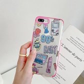 Dubbelkleurig TPU-patroon beschermhoes voor iPhone SE 2020/8/7 (retro jaren 90)