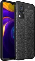 Voor vivo V21 Litchi Texture TPU schokbestendig hoesje (zwart)