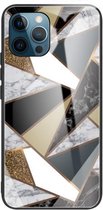 Abstract Marble Pattern Glass beschermhoes voor iPhone 11 (Rhombus Golden)