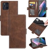 Voor OPPO Find X3 Pro / Find X3 Dual-side magnetische gesp Horizontale flip lederen tas met houder & kaartsleuven & portemonnee (bruin)