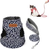 DogLemi Pet Cat Trekkabel Borstharnas Vest Type Tractiepak Cat Walking Rope, Maat: S (Blauw)