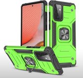 Voor Samsung Galaxy A72 magnetisch pantser schokbestendig TPU + pc-hoesje met metalen ringhouder (groen)