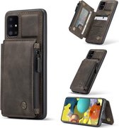 Voor Samsung Galaxy A51 4G CaseMe C20 Multifunctionele PC + TPU beschermhoes met houder & kaartsleuf & portemonnee (donkere koffie)