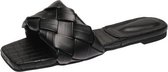 Dames platte bovenkleding pantoffels Mode geweven sandalen, maat: 36 (zwart)