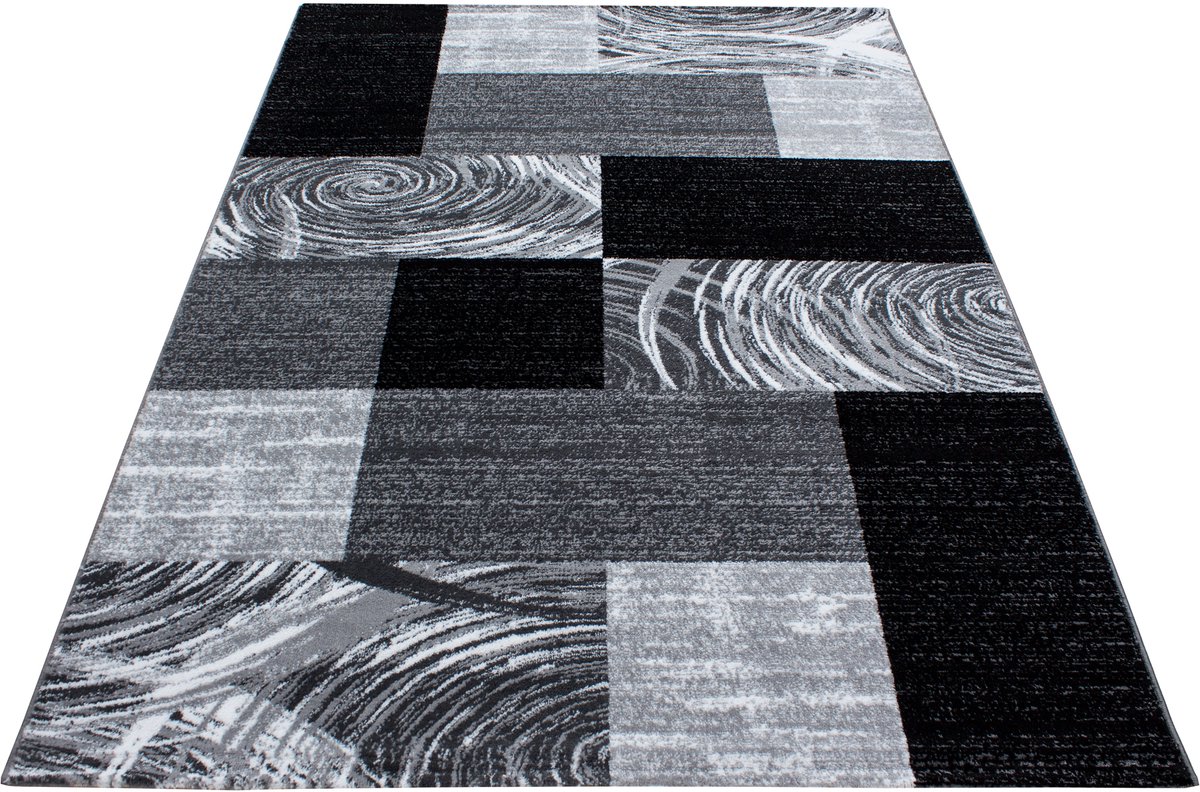 Modern laagpolig vloerkleed Parma - zwart 9220 - 120x170 cm